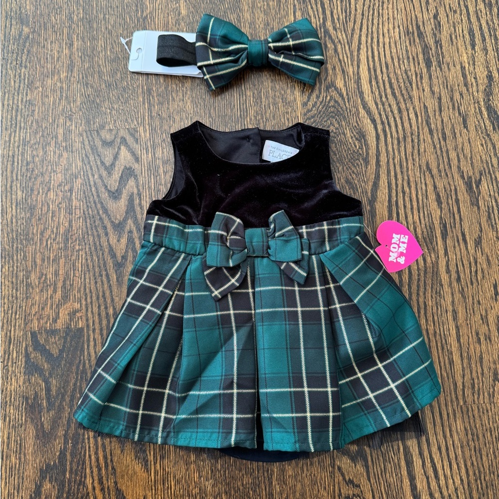Green Plaid Holiday Dress and Bow